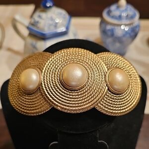 Elegant Gold Pearl Hair Clip Barrette Made In France Wedding Cocktail Formal